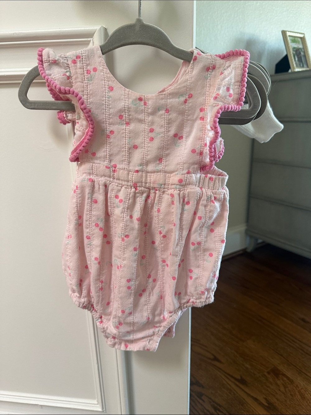 Pink Cherry Print Baby Romper 3m